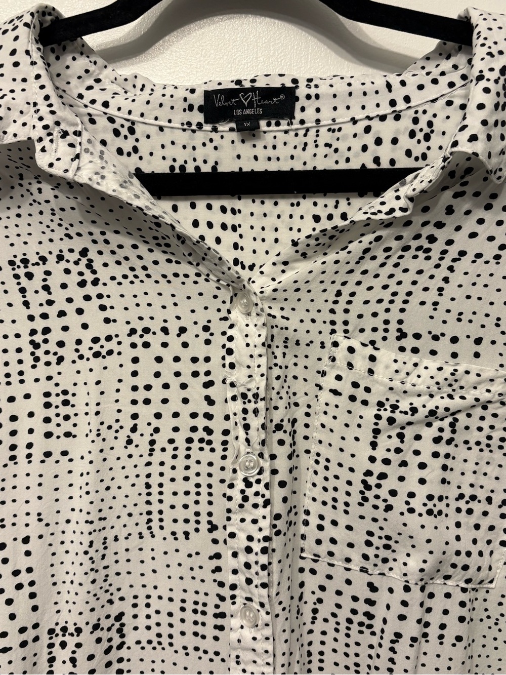 Velvet Heart Spot-Print Button-Up Shirt - White/Black by - Picture 2 of 3